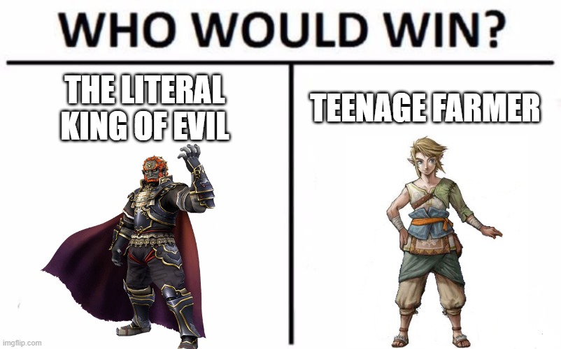 Who Would Win | THE LITERAL KING OF EVIL; TEENAGE FARMER | image tagged in memes,who would win | made w/ Imgflip meme maker