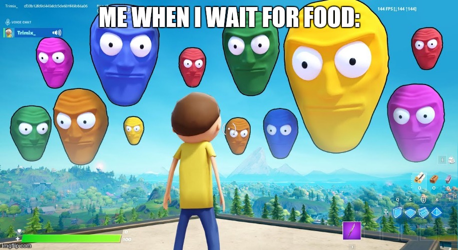 Floating heads starring at your soul | ME WHEN I WAIT FOR FOOD: | image tagged in floating heads starring at your soul | made w/ Imgflip meme maker