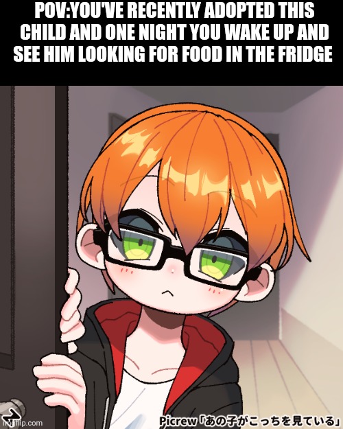 no killing him and no joke/bambi ocs | POV:YOU'VE RECENTLY ADOPTED THIS CHILD AND ONE NIGHT YOU WAKE UP AND SEE HIM LOOKING FOR FOOD IN THE FRIDGE | made w/ Imgflip meme maker