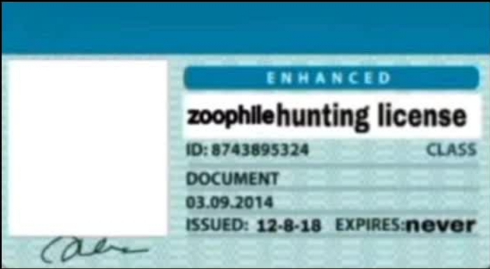 Zoophile hunting license Blank Meme Template