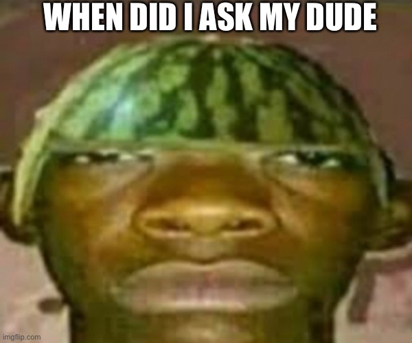 Wow that’s crazy my guy but when did I ask | WHEN DID I ASK MY DUDE | image tagged in wow that s crazy my guy but when did i ask | made w/ Imgflip meme maker