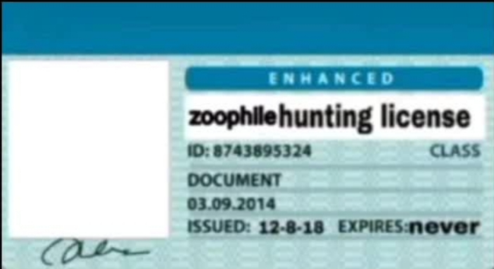 Zoophile hunting license Blank Meme Template