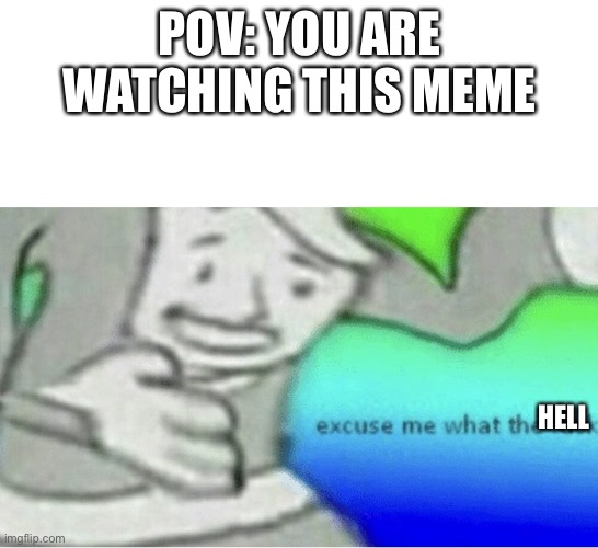 Excuse me wtf blank template | POV: YOU ARE WATCHING THIS MEME HELL | image tagged in excuse me wtf blank template | made w/ Imgflip meme maker