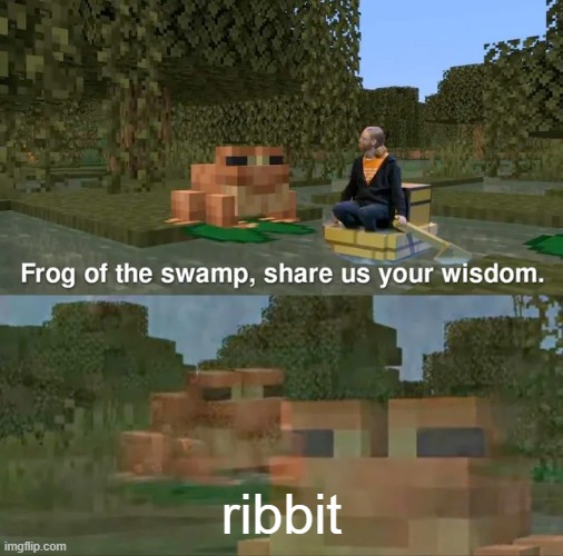 ribbit | ribbit | image tagged in frog of the swamp share us your wisdom | made w/ Imgflip meme maker