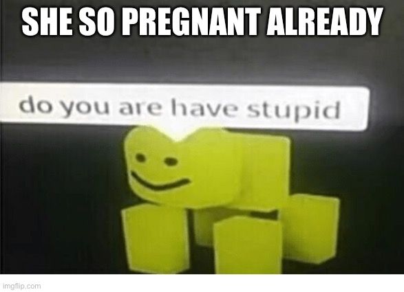 do u have are stupid | SHE SO PREGNANT ALREADY | image tagged in do u have are stupid | made w/ Imgflip meme maker