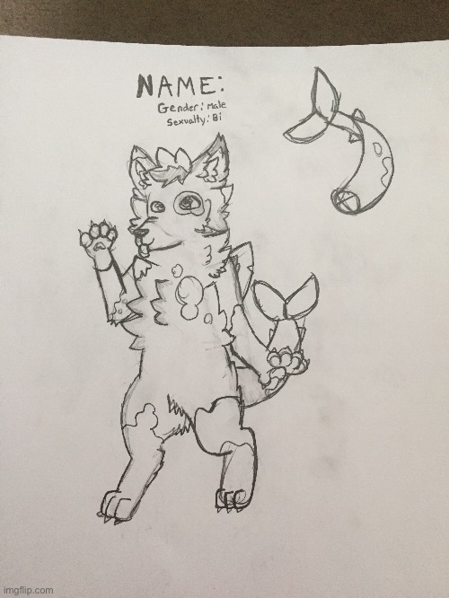 Working on making a ref sheet for a new fursona! What should I name him? | image tagged in furry | made w/ Imgflip meme maker