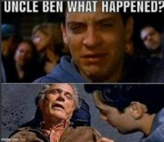 Uncle ben what happened | image tagged in uncle ben what happened | made w/ Imgflip meme maker