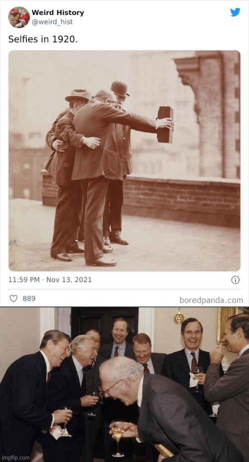 Imagine trying to fit that in your pocket | image tagged in funny,memes,laughing men in suits,selfie,1920 | made w/ Imgflip meme maker
