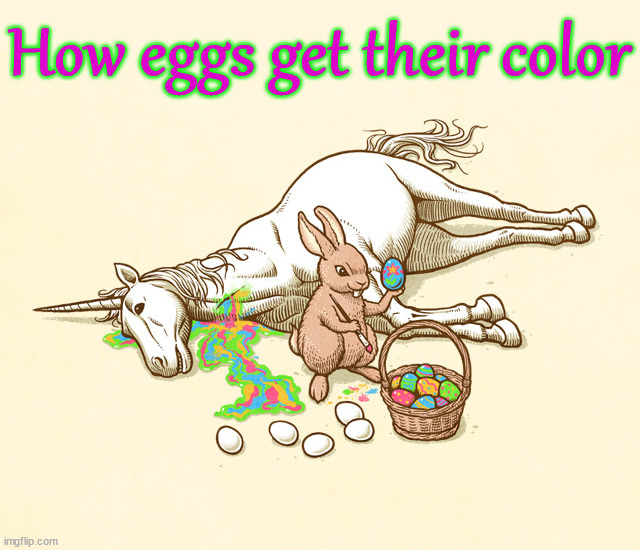 Happy Easter | How eggs get their color | image tagged in happy easter | made w/ Imgflip meme maker