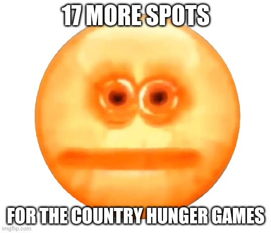 17 MORE SPOTS; FOR THE COUNTRY HUNGER GAMES | image tagged in p i s s e d v i b e c h e c k | made w/ Imgflip meme maker