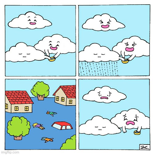 The flood | image tagged in comics/cartoons,comics,comic,clouds,rain,flood | made w/ Imgflip meme maker