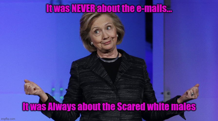 Hills Called It | It was NEVER about the e-mails... It was Always about the Scared white males | image tagged in hills called it | made w/ Imgflip meme maker