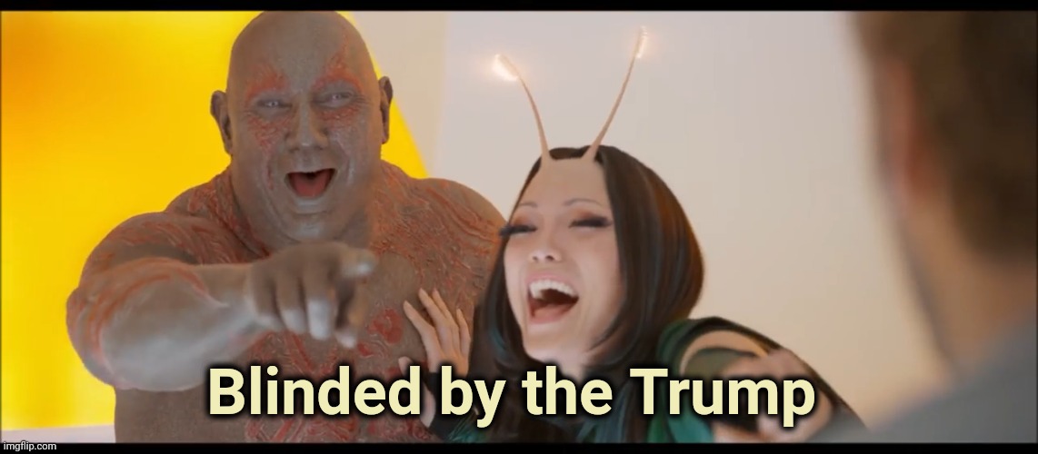 pointing and laughing | Blinded by the Trump | image tagged in pointing and laughing | made w/ Imgflip meme maker