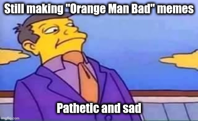 skinner pathetic | Still making "Orange Man Bad" memes Pathetic and sad | image tagged in skinner pathetic | made w/ Imgflip meme maker