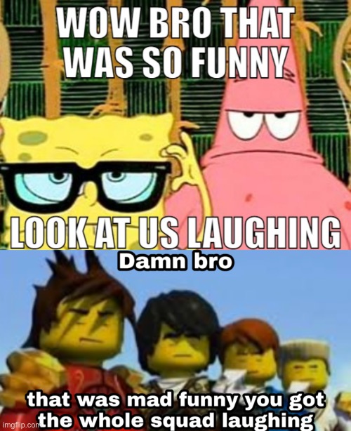 image tagged in dang bro,damn bro you got the whole squad laughing | made w/ Imgflip meme maker