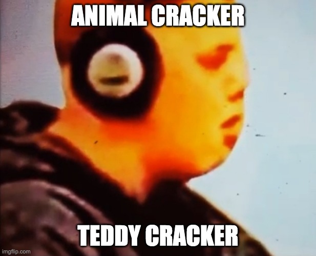 animal cracker | ANIMAL CRACKER; TEDDY CRACKER | image tagged in brobee | made w/ Imgflip meme maker