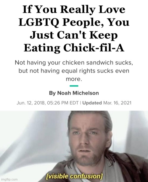 I am genuinely confused, what does a fast food company have to do with LGBTQ rights? | image tagged in visible confusion | made w/ Imgflip meme maker