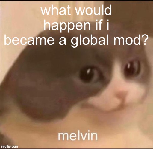 hell | what would happen if i became a global mod? | image tagged in melvin | made w/ Imgflip meme maker
