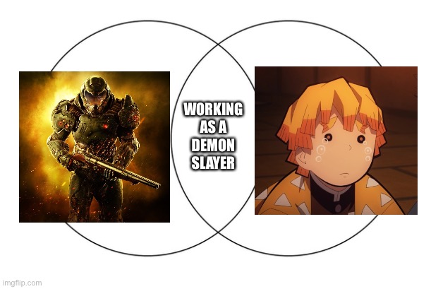 How do they have the same job | WORKING AS A DEMON SLAYER | image tagged in venn diagram | made w/ Imgflip meme maker