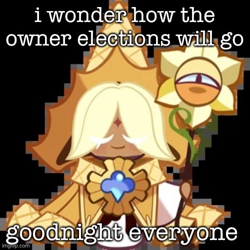 purevanilla | i wonder how the owner elections will go; goodnight everyone | image tagged in purevanilla | made w/ Imgflip meme maker