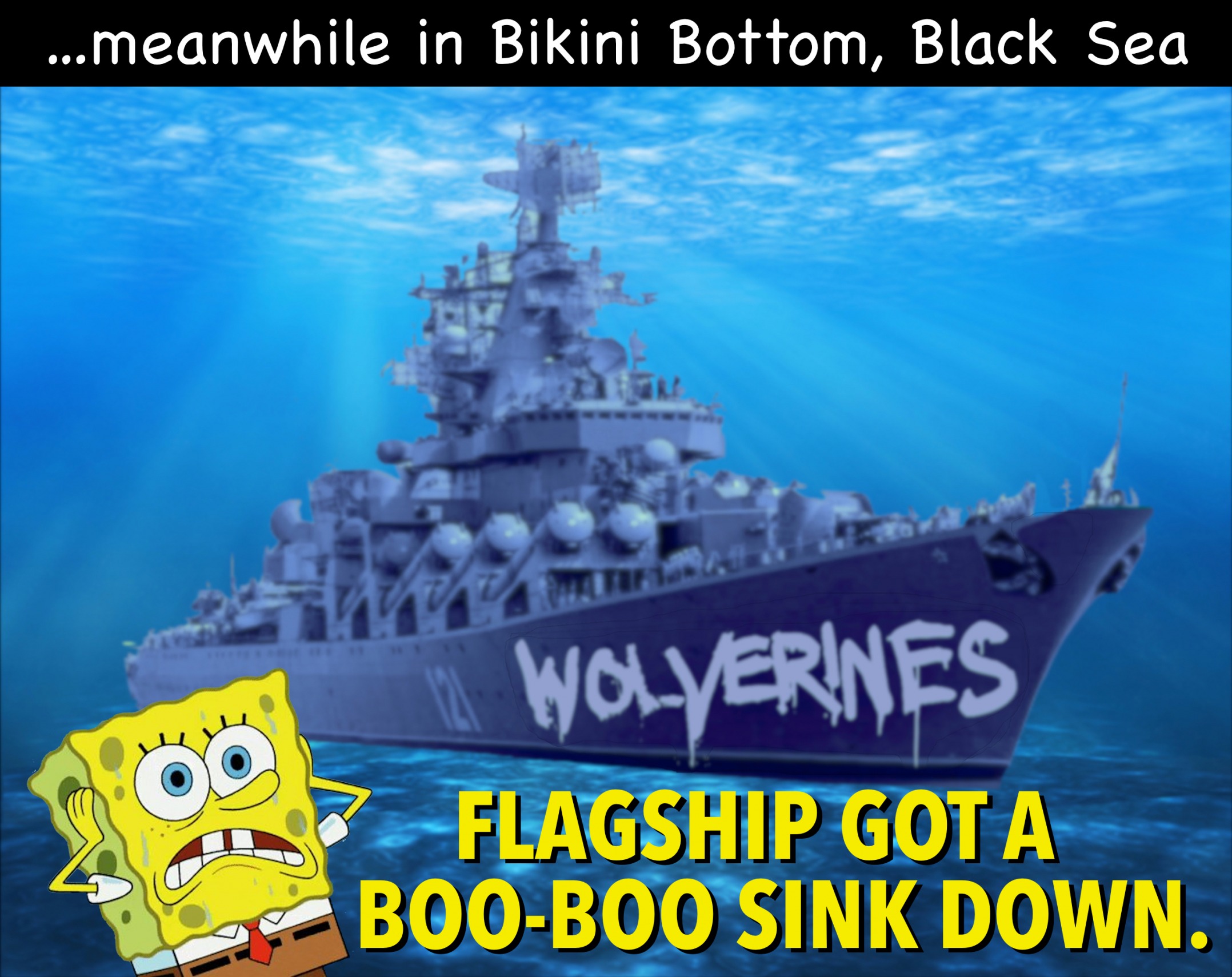 High Quality Flagship Moskva Sunk by Ukraine meme Blank Meme Template