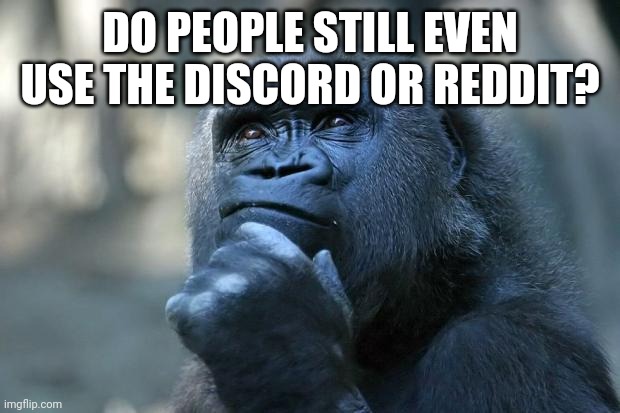 Deep Thoughts | DO PEOPLE STILL EVEN USE THE DISCORD OR REDDIT? | image tagged in deep thoughts | made w/ Imgflip meme maker