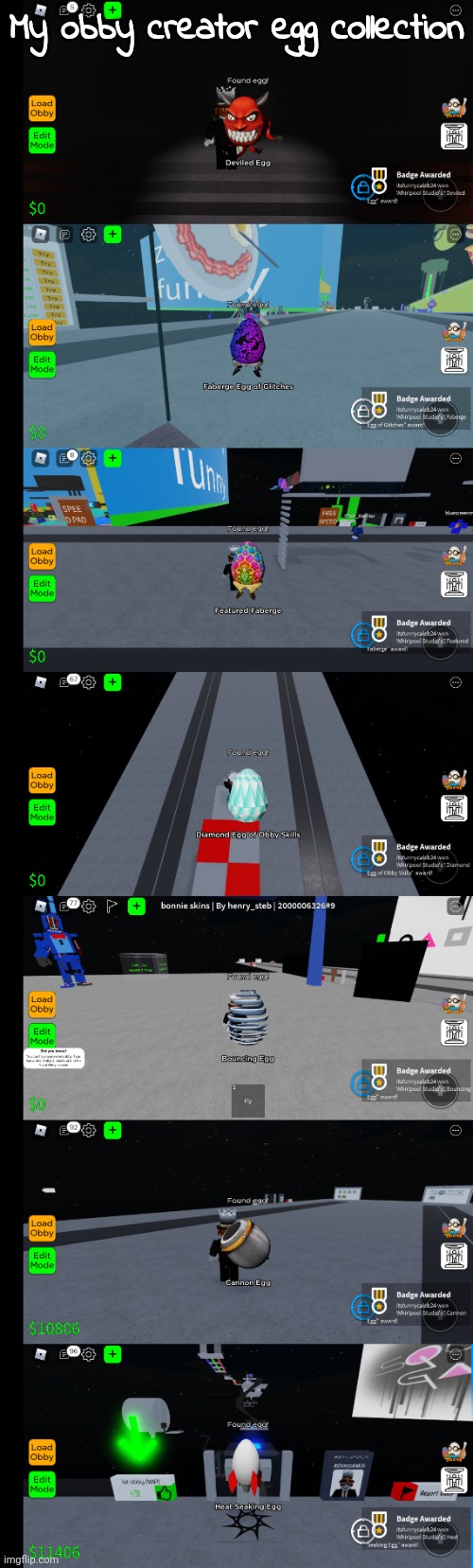 My obby creator egg collection | My obby creator egg collection | made w/ Imgflip meme maker