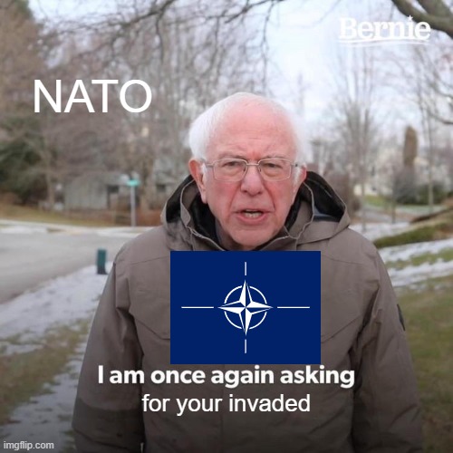 You just can't was invaded | NATO; for your invaded | image tagged in memes,bernie i am once again asking for your support | made w/ Imgflip meme maker