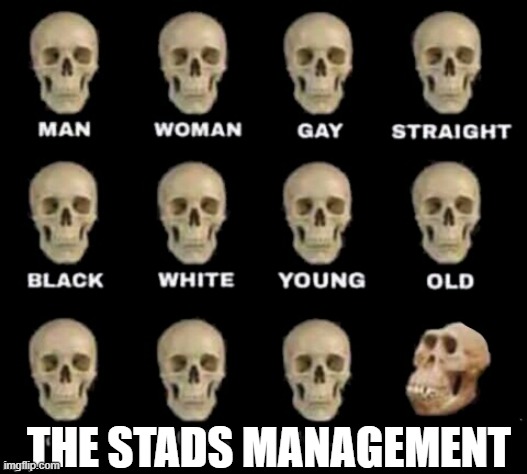 skulls meme | THE STADS MANAGEMENT | image tagged in skulls meme | made w/ Imgflip meme maker