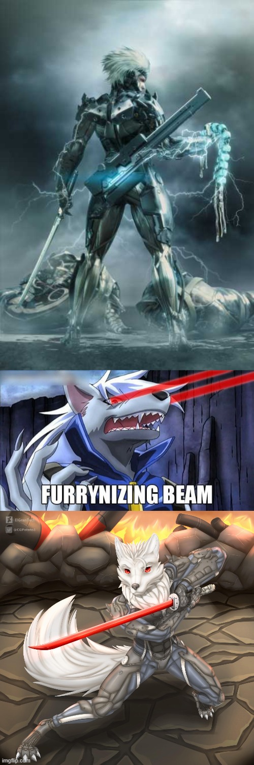 That does look pretty SOLID. *Badum psh* (By ElGranTech) | image tagged in raiden mgsr,furrynizing beam,furry,raiden,metal gear,puns | made w/ Imgflip meme maker