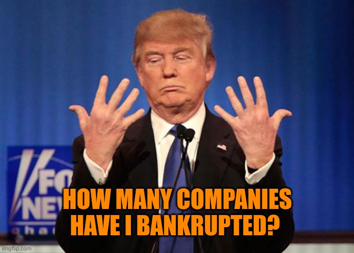 Trump can count. | HOW MANY COMPANIES HAVE I BANKRUPTED? | image tagged in trump can count | made w/ Imgflip meme maker