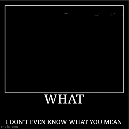 Demotivational poster | WHAT I DON'T EVEN KNOW WHAT YOU MEAN | image tagged in demotivational poster | made w/ Imgflip meme maker