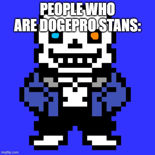 SansVDogepro | PEOPLE WHO ARE DOGEPRO STANS: | image tagged in sans,sans undertale,undertale | made w/ Imgflip meme maker