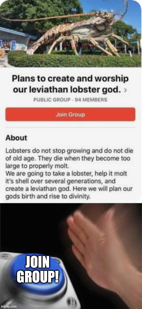 Join Group Now! | JOIN GROUP! | image tagged in memes,blank nut button | made w/ Imgflip meme maker