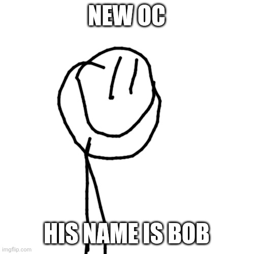 New oc | NEW OC; HIS NAME IS BOB | image tagged in memes,blank transparent square | made w/ Imgflip meme maker