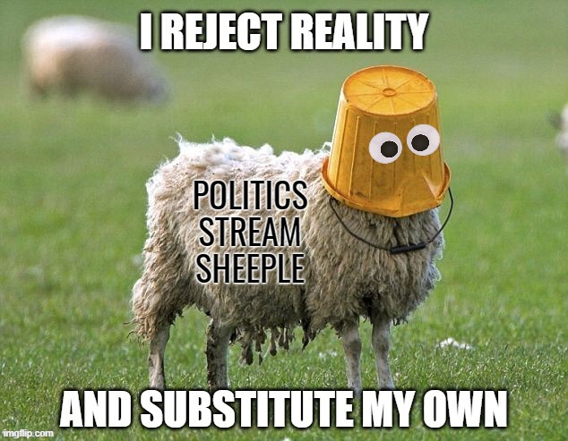 ALT REALITY SHEEPLE | image tagged in alternate reality,sheeple,politics,brainwashed,morons,imgflip trolls | made w/ Imgflip meme maker