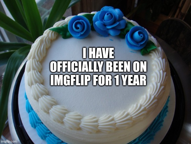 yay such a momentous occasion even though i know nobody cares lol | I HAVE OFFICIALLY BEEN ON IMGFLIP FOR 1 YEAR | image tagged in sorry cake | made w/ Imgflip meme maker