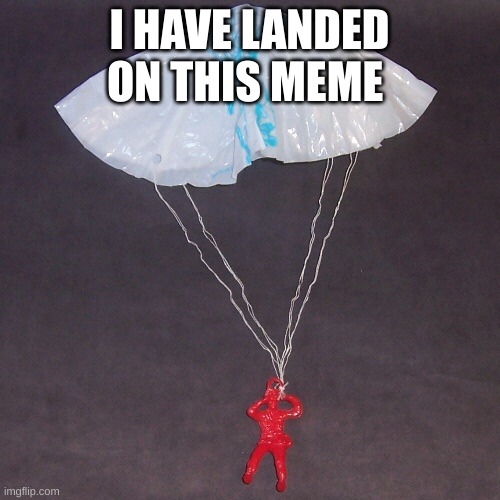 Army parachutes  | I HAVE LANDED ON THIS MEME | image tagged in army parachutes | made w/ Imgflip meme maker