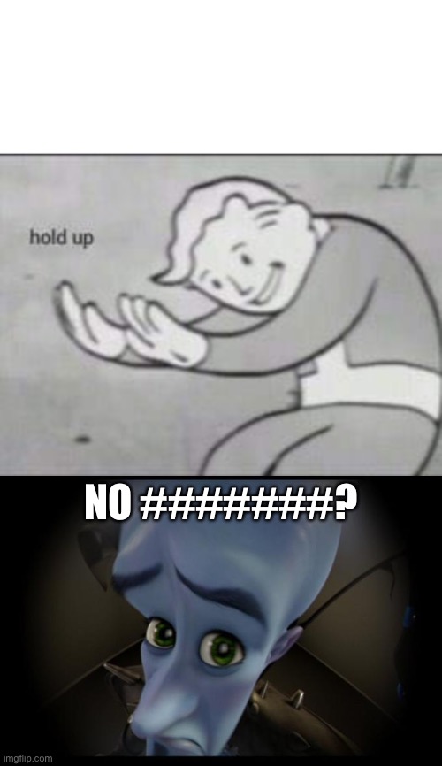 NO #######? | image tagged in fallout hold up with space on the top,no b es | made w/ Imgflip meme maker