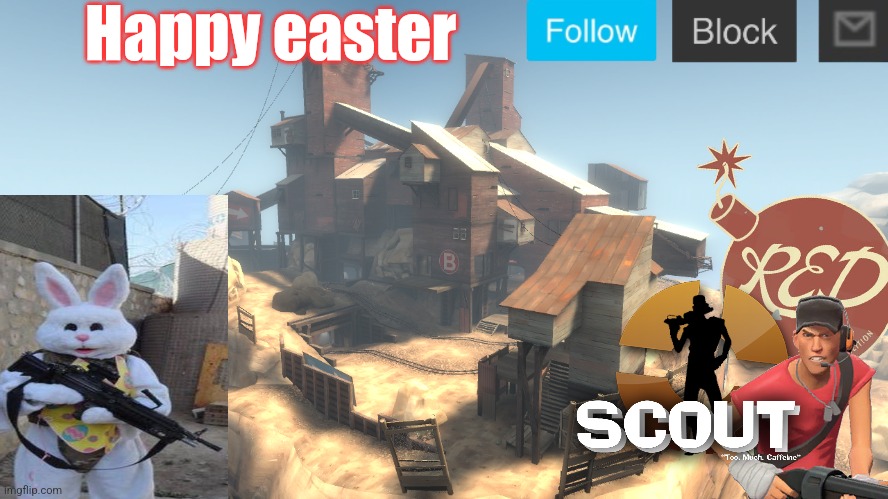 bunne | Happy easter | image tagged in scouts 4 announcement temp | made w/ Imgflip meme maker