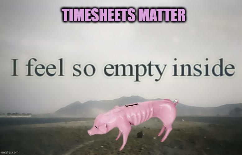 Because Timesheets Matter | TIMESHEETS MATTER | image tagged in timesheet reminder,timesheet meme,timesheets,feed the pig | made w/ Imgflip meme maker