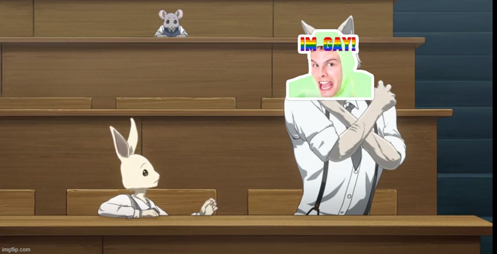 Le Gay Shi | image tagged in idubbbz,beastars,im gay,anime,furry,anthro | made w/ Imgflip meme maker