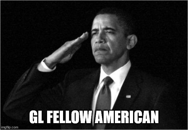 obama-salute | GL FELLOW AMERICAN | image tagged in obama-salute | made w/ Imgflip meme maker