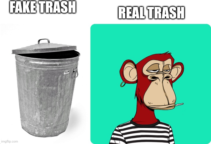 Nfts are a huge mistake | FAKE TRASH; REAL TRASH | image tagged in trash can | made w/ Imgflip meme maker