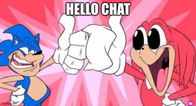 Secret Histories Sonic and Knuckles thumbs up | HELLO CHAT | image tagged in secret histories sonic and knuckles thumbs up | made w/ Imgflip meme maker