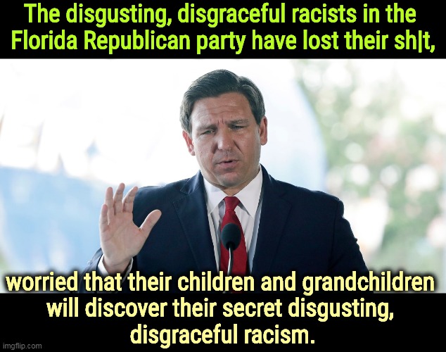 Arithmetic textbooks? | The disgusting, disgraceful racists in the 
Florida Republican party have lost their sh|t, worried that their children and grandchildren 
will discover their secret disgusting, 
disgraceful racism. | image tagged in gop,florida,republicans,racists,stupid,crazy | made w/ Imgflip meme maker