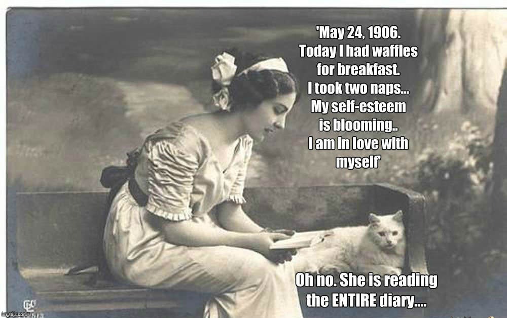 Diary of a Cat, 1906. Her Mistress Discovers It | image tagged in cats,funny | made w/ Imgflip meme maker