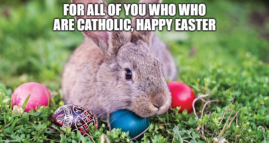 I'm Catholic |  FOR ALL OF YOU WHO WHO ARE CATHOLIC, HAPPY EASTER | image tagged in easter bunny,easter,happy easter,memes,president_joe_biden | made w/ Imgflip meme maker