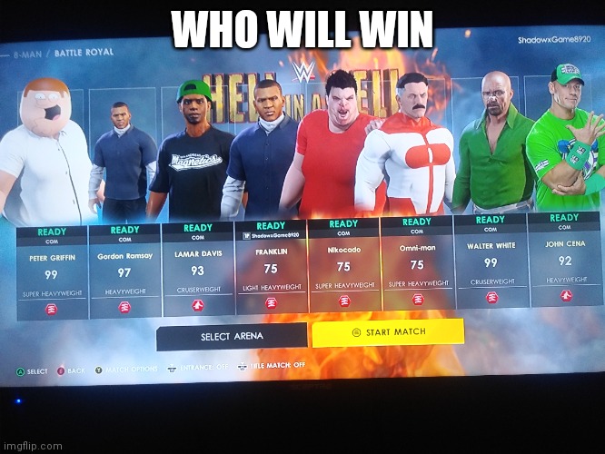 Gordon's PFP is bugged *zad* | WHO WILL WIN | made w/ Imgflip meme maker