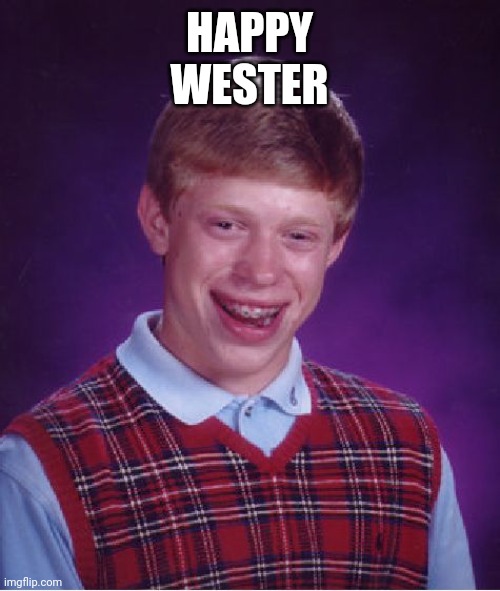 happy wester | HAPPY
WESTER | image tagged in memes,bad luck brian,happy wester | made w/ Imgflip meme maker